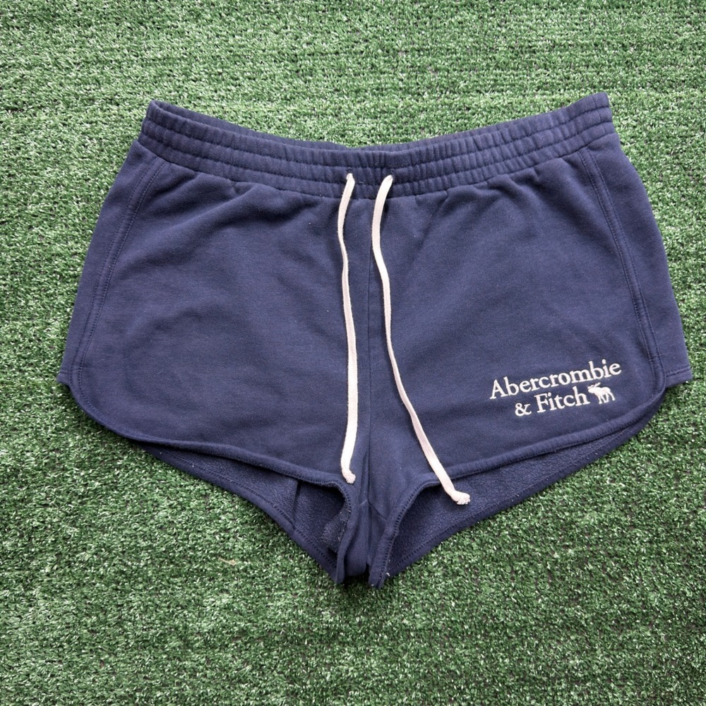Abercrombie & Fitch Mens Navy Blue Fleece Lounge Shorts Size Medium Moose Logo